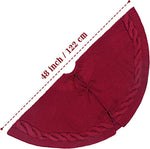 White Luxury Knit Christmas Tree Skirt with Cable - Knit Border - Rustic Holiday Decor(122cm)