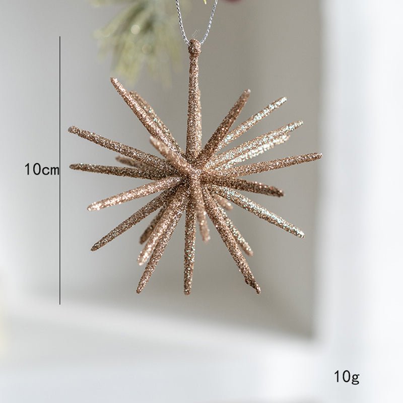 5 - PCS Small champagne color New Christmas Ornament - Starburst Hanging Decor for Tree and Holiday Display