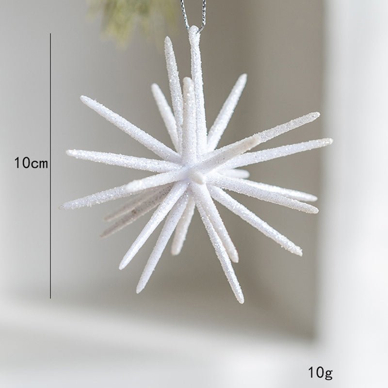 5 - PCS White New Christmas Ornament - Starburst Hanging Decor for Tree and Holiday Display