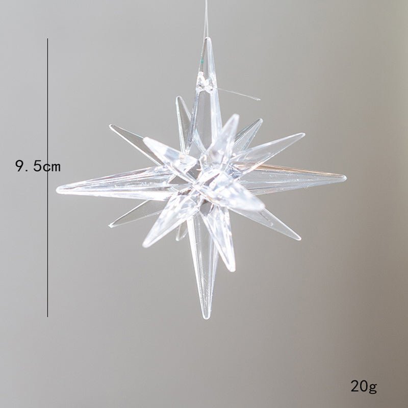 5 - PCS Transparent New Christmas Ornament - Starburst Hanging Decor for Tree and Holiday Display