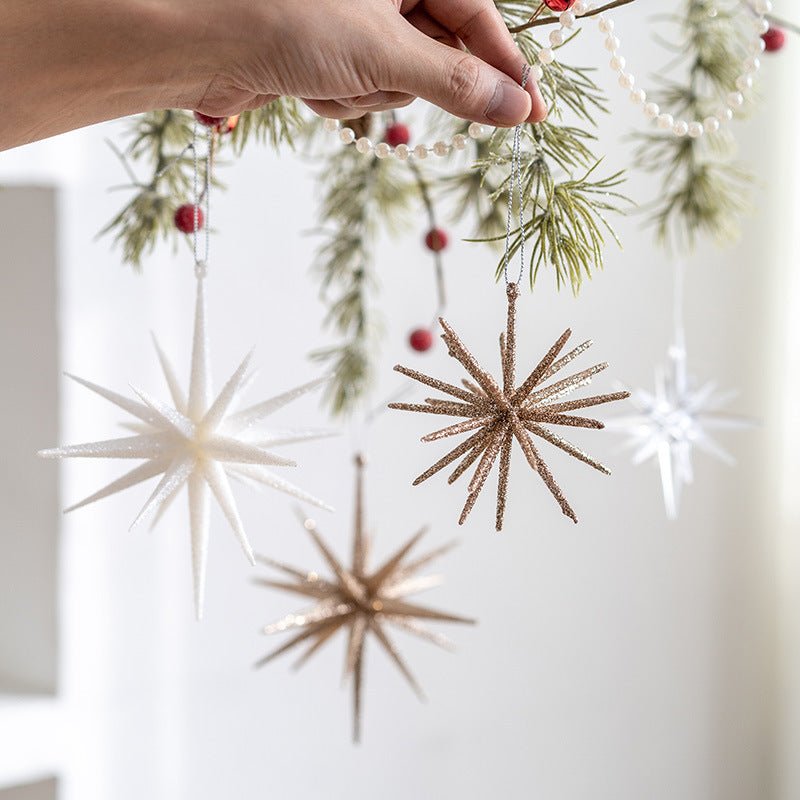 5 - PCS Transparent New Christmas Ornament - Starburst Hanging Decor for Tree and Holiday Display