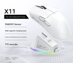High - Performance Tri - Mode Wireless Gaming Mouse - 22000 DPI, Rechargeable, with RGB Charging Dock(white)
