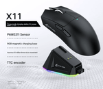 High - Performance Tri - Mode Wireless Gaming Mouse - 22000 DPI, Rechargeable, with RGB Charging Dock(black)
