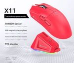High - Performance Tri - Mode Wireless Gaming Mouse - 22000 DPI, Rechargeable, with RGB Charging Dock(red)