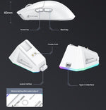 High - Performance Tri - Mode Wireless Gaming Mouse - 22000 DPI, Rechargeable, with RGB Charging Dock(red)