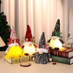 Light - Up Christmas Gnome Plush Doll with Sequin Hat & Antlers - Festive LED Tabletop Decoration(red)