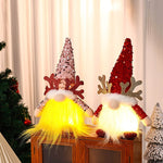 Light - Up Christmas Gnome Plush Doll with Sequin Hat & Antlers - Festive LED Tabletop Decoration(pink)