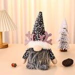 Light - Up Christmas Gnome Plush Doll with Sequin Hat & Antlers - Festive LED Tabletop Decoration(silver)