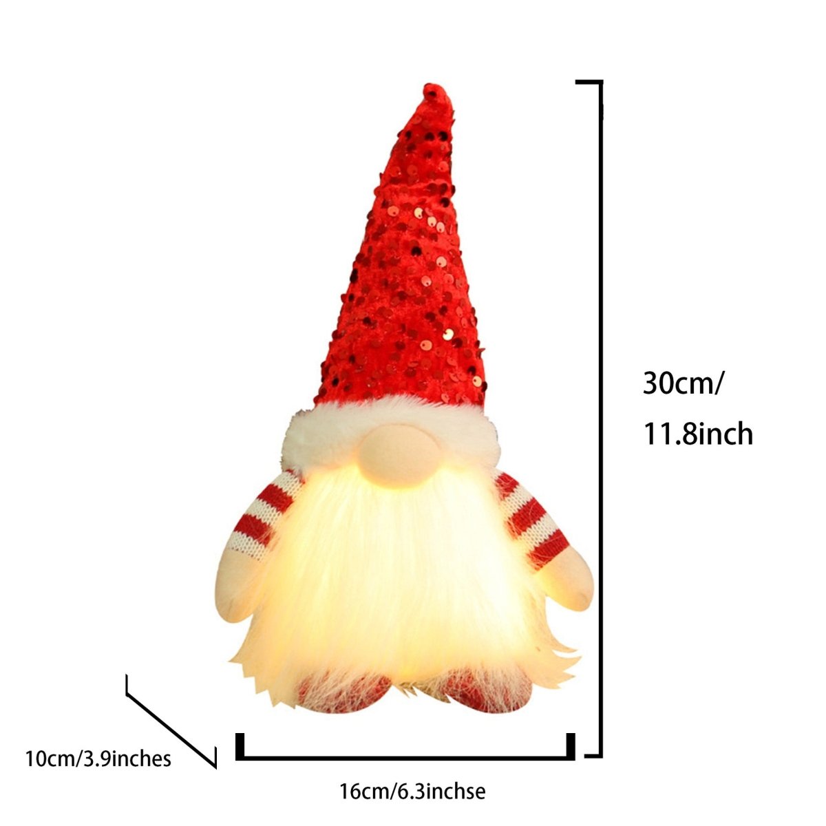 2 Pcs Red Charming Light - Up Christmas Gnome - Festive Nordic Plush Holiday Decoration