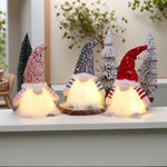 2 Pcs Red Charming Light - Up Christmas Gnome - Festive Nordic Plush Holiday Decoration