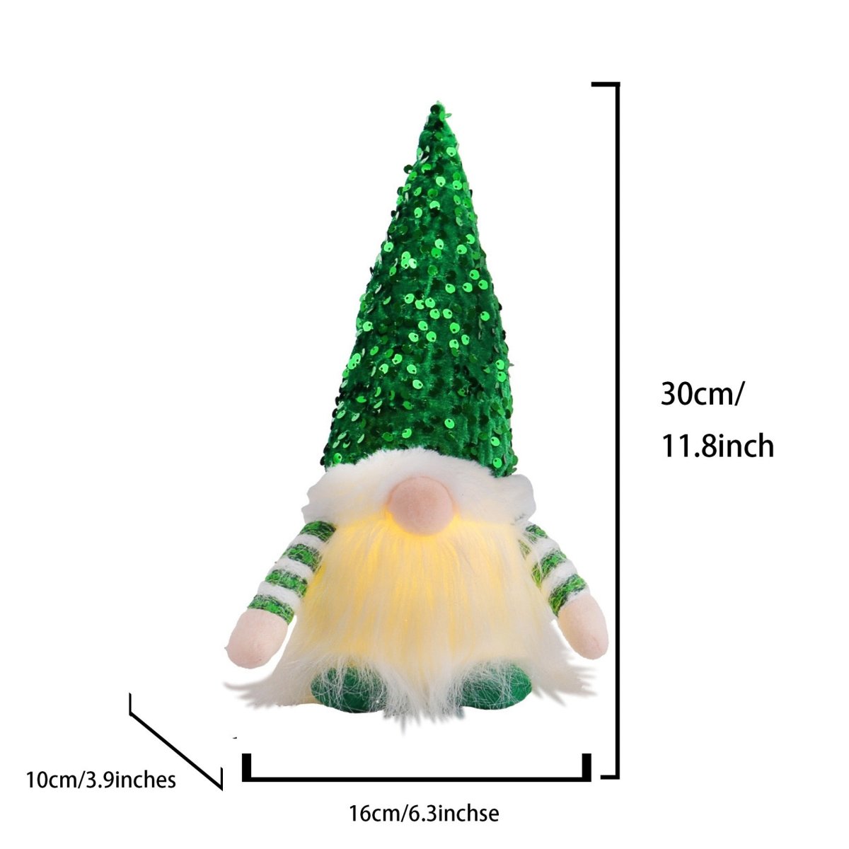 2 Pcs Green Charming Light - Up Christmas Gnome - Festive Nordic Plush Holiday Decoration