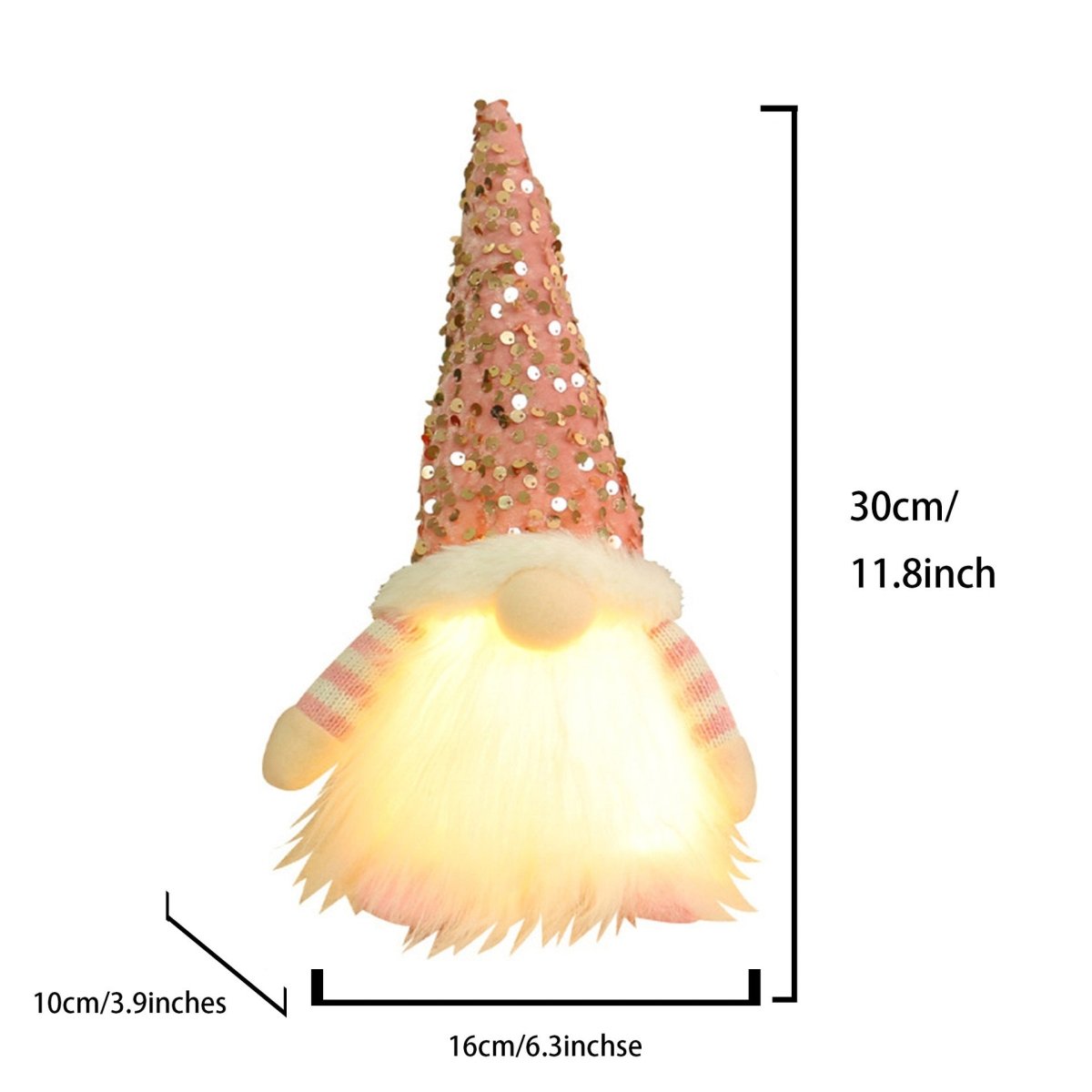 2 Pcs Pink Charming Light - Up Christmas Gnome - Festive Nordic Plush Holiday Decoration