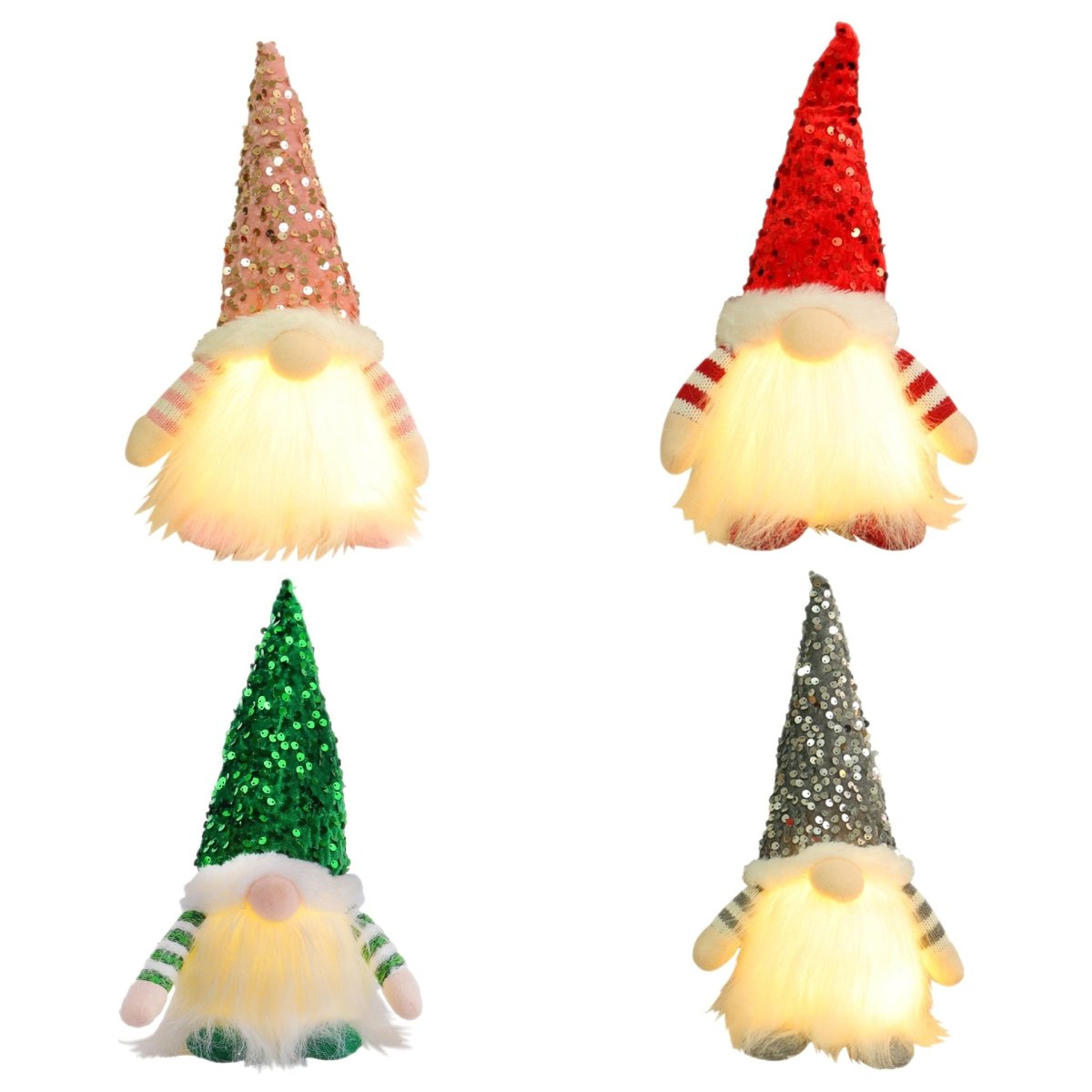 2 Pcs Pink Charming Light - Up Christmas Gnome - Festive Nordic Plush Holiday Decoration