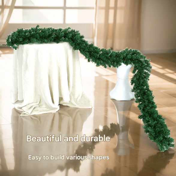 Classic Green Lush Artificial Christmas Garland - 2.7m Green Pine Vine with 280 Tips for Holiday Decor