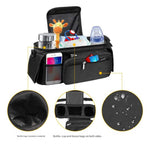 Blue Universal Stroller Organiser Caddy with Insulated Cup Holders and Detachable Wristlet