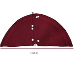 Festive Knit Christmas Tree Skirt - Acrylic Red Tree Mat with Pom - Poms 122cm