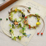 3 - PCS Fresh & Whimsical Christmas Ceramic Braided Bracelet - Cartoon Animal Hand Rope, Artistic Hand Jewelry