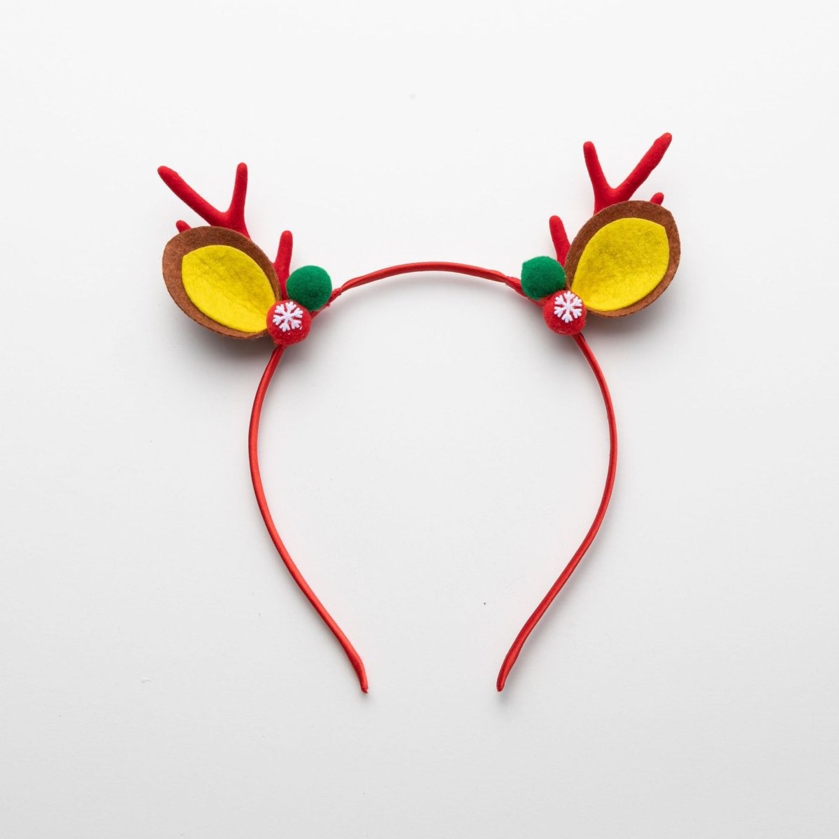 Two - tone Pom - pom Enchanting 5 - Piece Christmas Antler Headband Set - Festive Brown Reindeer Hair Accessories for Holiday Gifts