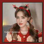 Mushroom Pinecone Enchanting 5 - Piece Christmas Antler Headband Set - Festive Brown Reindeer Hair Accessories for Holiday Gifts