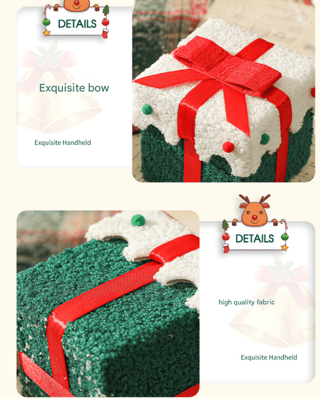 White Green Premium 2 - Piece Christmas Apple Gift Box Set - High - End Thick Flannel Festive Candy & Present Boxes