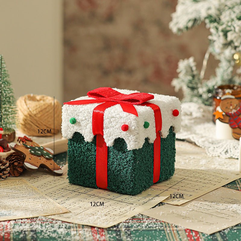 Green White Butterfly Knot Style Premium 2 - Piece Christmas Apple Gift Box Set - High - End Thick Flannel Festive Candy & Present Boxes