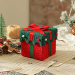 Green Red Butterfly Knot Style Premium 2 - Piece Christmas Apple Gift Box Set - High - End Thick Flannel Festive Candy & Present Boxes