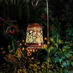 Decorative Solar Butterfly Hanging Lantern(11x11x17CM) - Waterproof Metal Hollow - Carved Outdoor Garden Projection Light for Garden and Patio