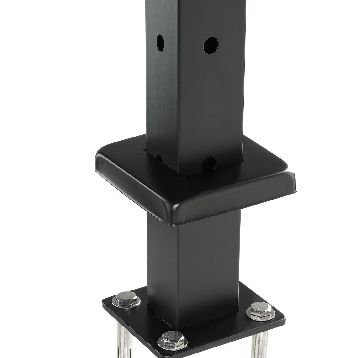 VEVOR Cable Railing Post, 42" x 1" x 2" Steel L-Shaped Hole Corner Railing Post, 12 Pre-Drilled Holes, SUS304 Stainless Steel Cable Rail Post with Horizontal and Curved Bracket, 1-Pack, Black, 106.7*2.5*5 cm