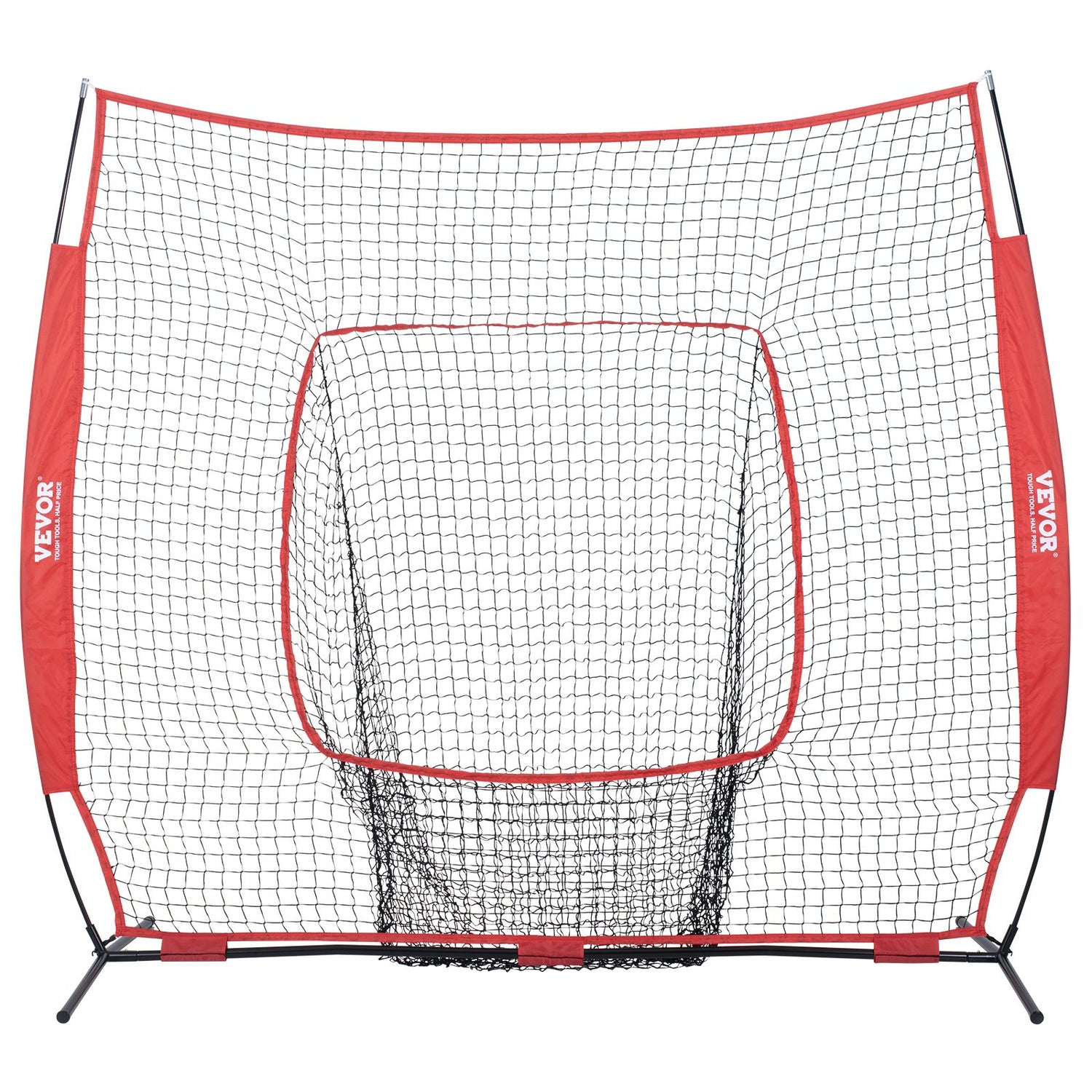 VEVOR 7x7 Baseball Softball Practice Net, Portable Baseball Training Net for Hitting Batting Catching Pitching, Backstop Baseball Equipment Training Aids with Carry Bag and Strike Zone