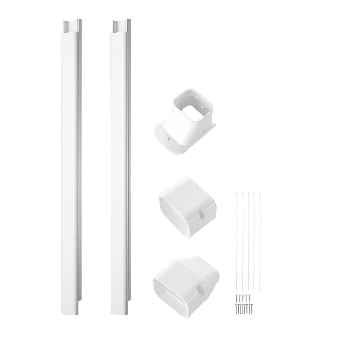 VEVOR Mini Split Line Set Cover 76.2mm W 2270mm L, PVC Decorative Pipe Line Cover For Air Conditioner with 2 Straight Ducts & Full Components Easy to Install, Paintable for Heat Pumps, White