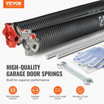 VEVOR Garage Door Torsion Springs, 16000 Cycles, Pair of 0.25 x 2 x 30inch, Garage Door Springs with Non - Slip Winding Bars, Mounting Tool and Gloves, Electrophoresis Coated, for Replacement