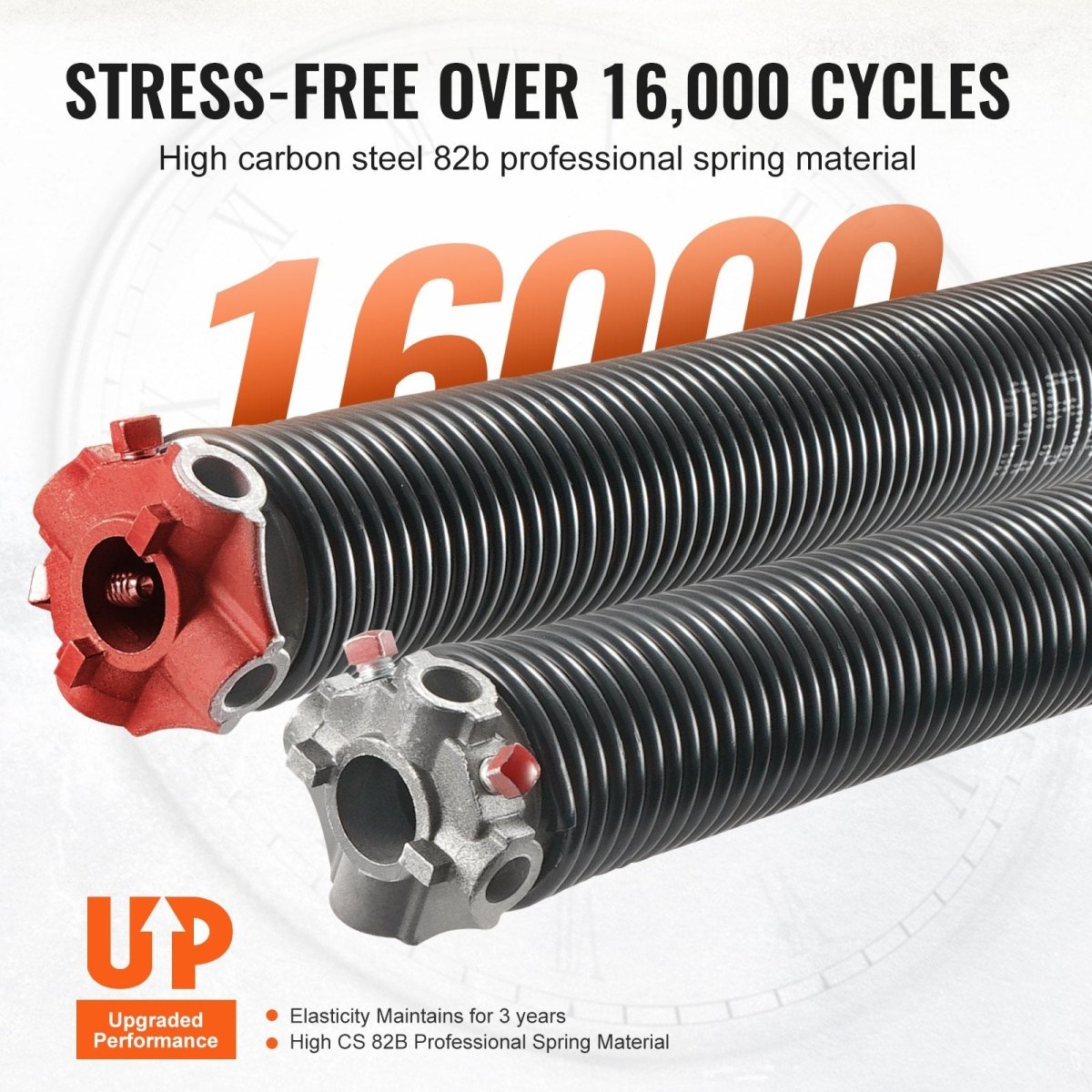 VEVOR Garage Door Torsion Springs, 16000 Cycles, Pair of 0.25 x 2 x 30inch, Garage Door Springs with Non - Slip Winding Bars, Mounting Tool and Gloves, Electrophoresis Coated, for Replacement