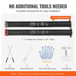VEVOR Garage Door Torsion Springs, 16000 Cycles, Pair of 0.25 x 2 x 30inch, Garage Door Springs with Non - Slip Winding Bars, Mounting Tool and Gloves, Electrophoresis Coated, for Replacement