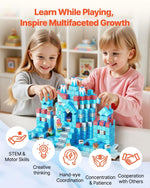 VEVOR Magnetic Blocks, 150 PCS Glacier Castle Set, Magnetic Building Cubes for Kids, STEM Montessori Sensory Toys for Christmas Birthday Gift, Construction Stacking Toy for 3+ Years Old Boys & Girls