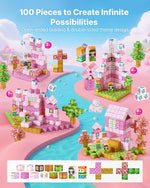 VEVOR Magnetic Blocks, 100 PCS Princess Castle Set, Magnetic Building Cubes for Kids, STEM Montessori Sensory Toys for Christmas Birthday Gift, Construction Stacking Toy for 3+ Years Old Boys & Girls