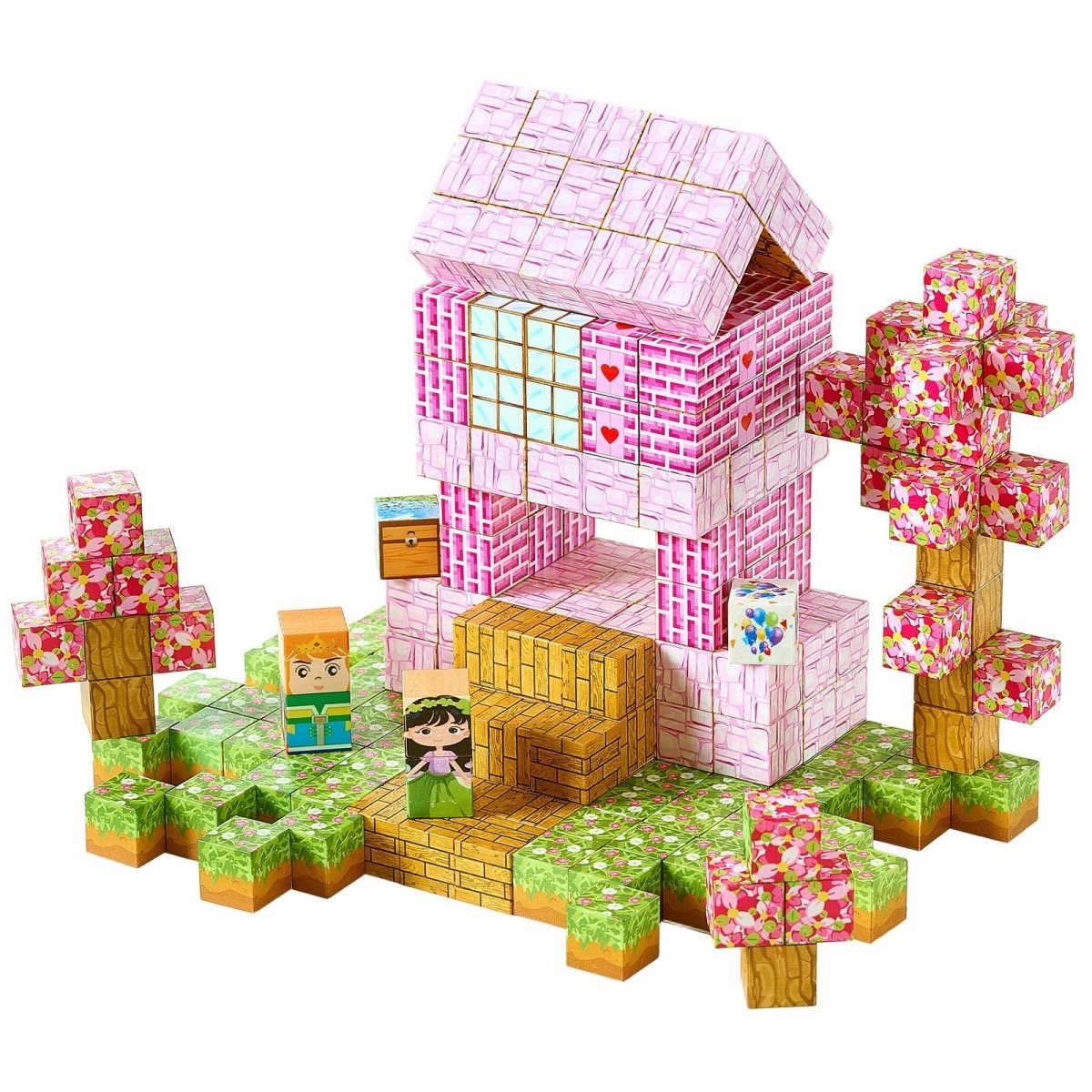 VEVOR Magnetic Blocks, 100 PCS Princess Castle Set, Magnetic Building Cubes for Kids, STEM Montessori Sensory Toys for Christmas Birthday Gift, Construction Stacking Toy for 3+ Years Old Boys & Girls