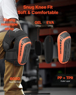 VEVOR Knee Pads for Work, Extended Heavy Duty Construction Knee Pads with 2 Extension Straps, Anti - slip Foam Gel Knee Pads, Men & Women, for Gardening Flooring Roofing and Cleaning, Black and Orange
