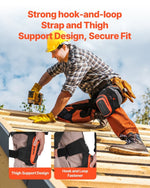 VEVOR Knee Pads for Work, Extended Heavy Duty Construction Knee Pads with 2 Extension Straps, Anti - slip Foam Gel Knee Pads, Men & Women, for Gardening Flooring Roofing and Cleaning, Black and Orange