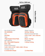 VEVOR Knee Pads for Work, Extended Heavy Duty Construction Knee Pads with 2 Extension Straps, Anti - slip Foam Gel Knee Pads, Men & Women, for Gardening Flooring Roofing and Cleaning, Black and Orange