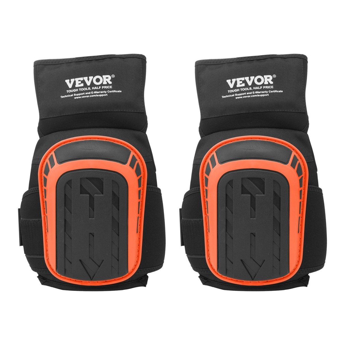 VEVOR Knee Pads for Work, Extended Heavy Duty Construction Knee Pads with 2 Extension Straps, Anti - slip Foam Gel Knee Pads, Men & Women, for Gardening Flooring Roofing and Cleaning, Black and Orange