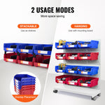 VEVOR Plastic Storage Bin, (276 mm x 279 mm x 128 mm), Hanging Stackable Storage Organizer Bin, Blue/Red, 6-Pack, Heavy Duty Stacking Containers for Closet, Kitchen, Office, or Pantry Organization