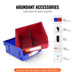VEVOR Plastic Storage Bin, (276 mm x 279 mm x 128 mm), Hanging Stackable Storage Organizer Bin, Blue/Red, 6-Pack, Heavy Duty Stacking Containers for Closet, Kitchen, Office, or Pantry Organization