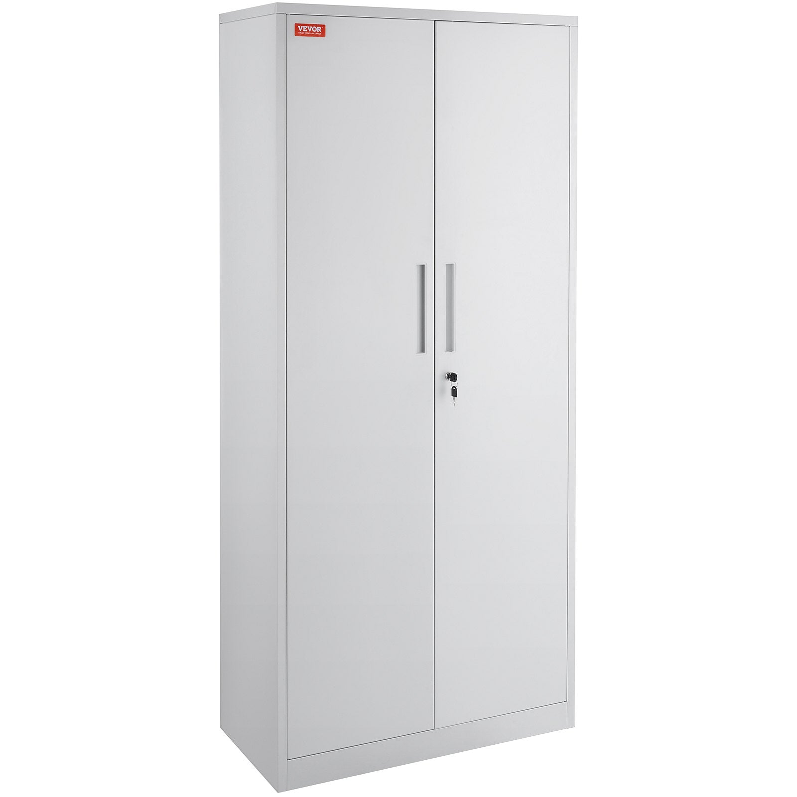 VEVOR Metal Storage Cabinet w/ 3 Keys Adjustable Shelves & Magnetic Door White
