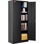 VEVOR Metal Storage Cabinet with 2 Magnetic Doors and 4 Adjustable Shelves, 90 kg Capacity per Shelf, Locking Steel Storage Cabinet, 1.8 m Metal Cabinet with 3 Keys, for Office, Garage, Home, Black