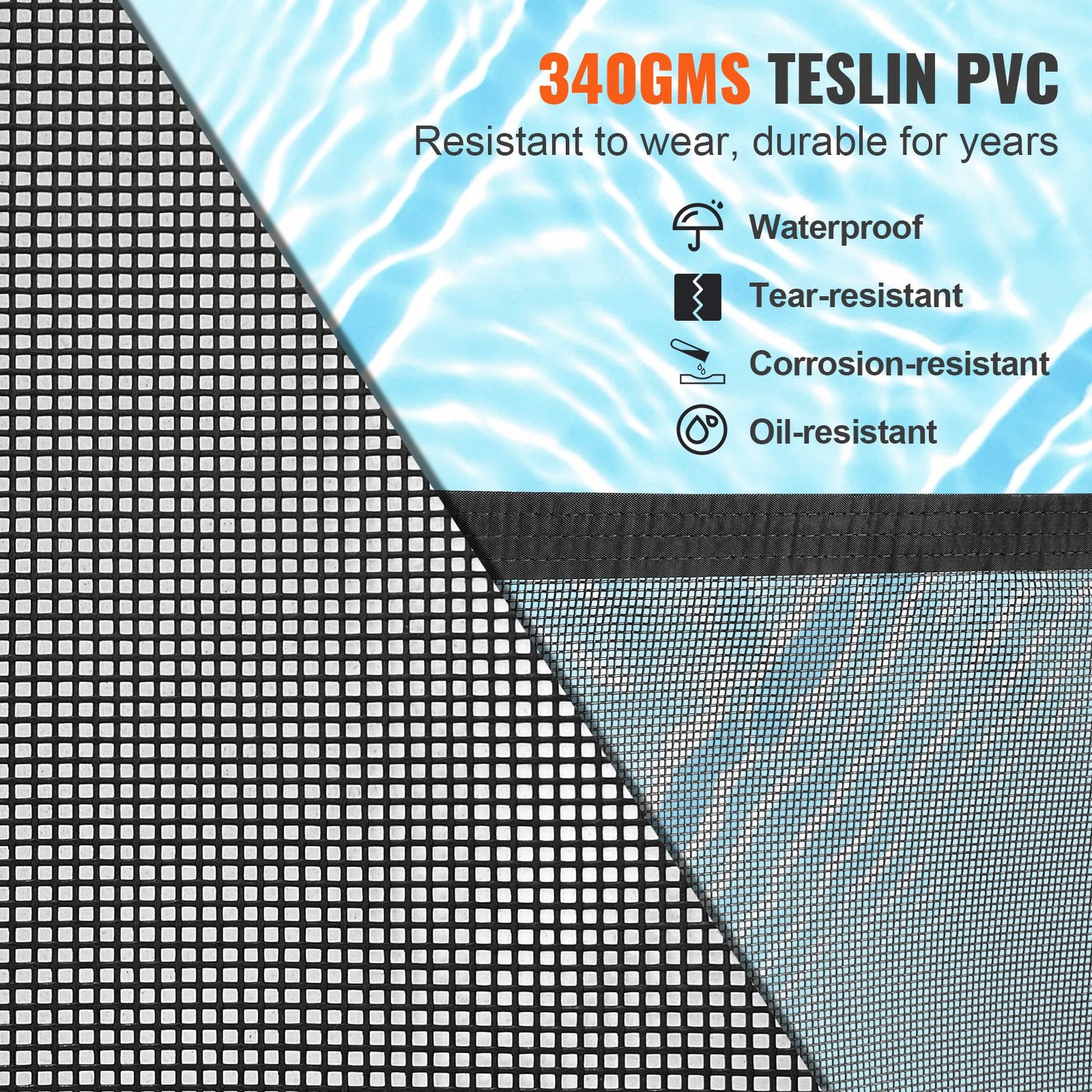 VEVOR Pool Fence, 4 x 72 FT Pool Fences for Inground Pools, Removable Child Safety Pool Fencing, Easy DIY Installation Swimming Pool Fence, 340gms Teslin PVC Pool Fence Mesh Protects Kids and Pets