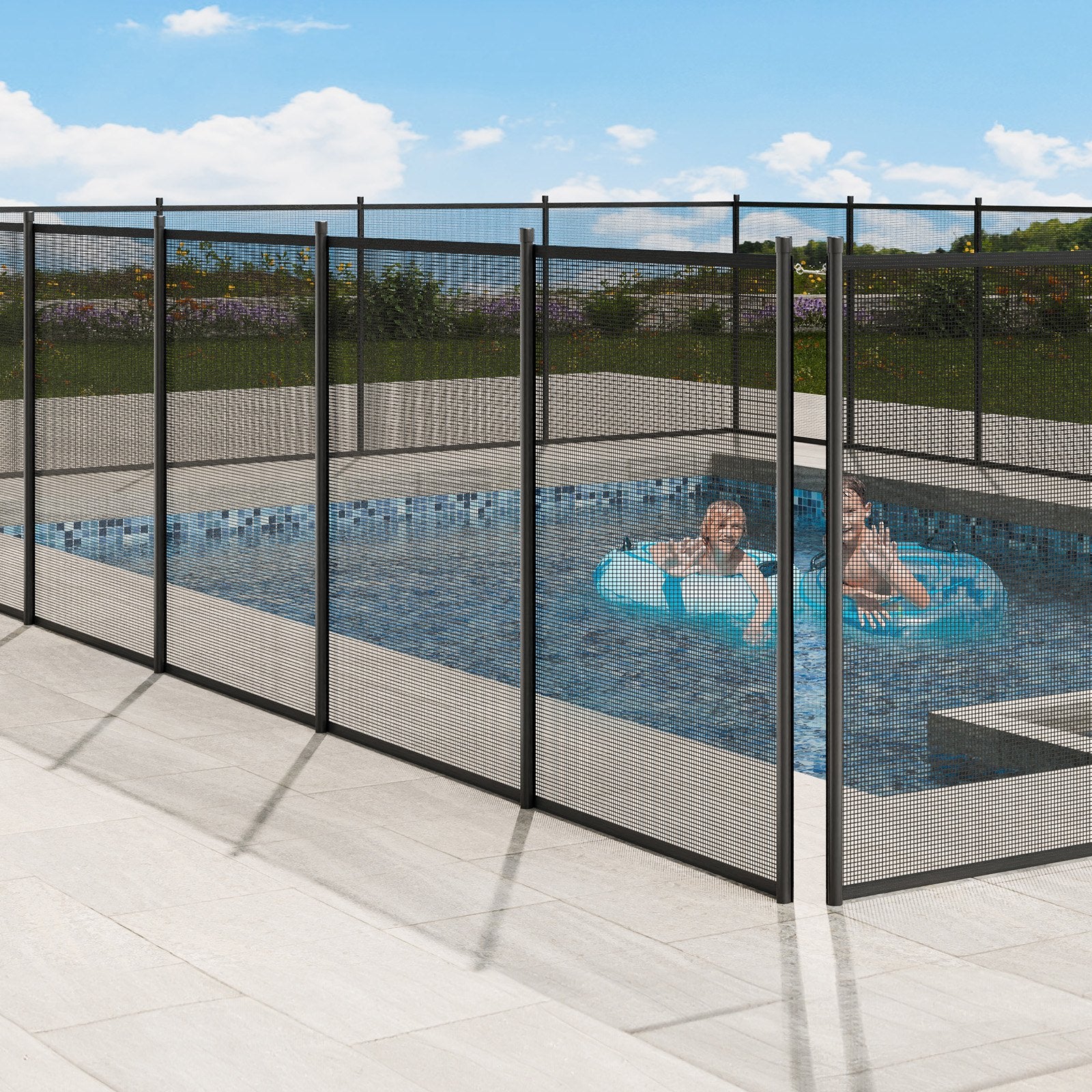VEVOR Pool Fence, 4 x 72 FT Pool Fences for Inground Pools, Removable Child Safety Pool Fencing, Easy DIY Installation Swimming Pool Fence, 340gms Teslin PVC Pool Fence Mesh Protects Kids and Pets