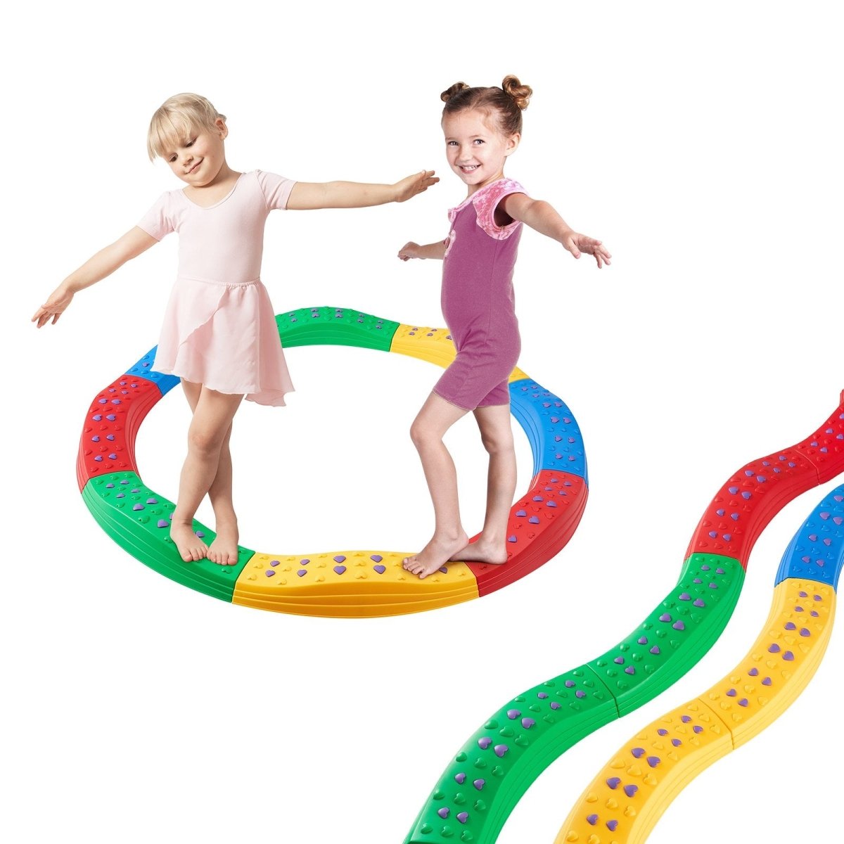 VEVOR Balance Beam Stepping Stones, 8 PCS Toddler Balance Boards Non - Slip Textured Surface & Rubber Pads, Montessori Toy for Kids 2 - 6, Build Coordination and Gross Motor Skills, Indoor or Outdoor Play