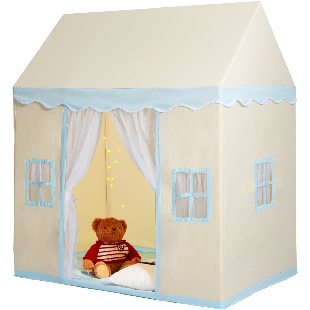VEVOR Kids Play Tent, Kids Tent for Kids 1 - 5 Years Old, Toddler Tent with Mat and Tent Lamp, Tent for Kids with Windows for Indoor and Outdoor, Play House Castle Tent for Boys and Girls, Beige