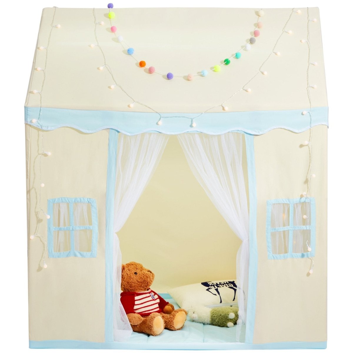 VEVOR Kids Play Tent, Kids Tent for Kids 1 - 5 Years Old, Toddler Tent with Mat and Tent Lamp, Tent for Kids with Windows for Indoor and Outdoor, Play House Castle Tent for Boys and Girls, Beige