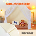 VEVOR Kids Play Tent, Kids Tent for Kids 1 - 5 Years Old, Toddler Tent with Mat and Tent Lamp, Tent for Kids with Windows for Indoor and Outdoor, Yurt Tent for Boys and Girls, Beige